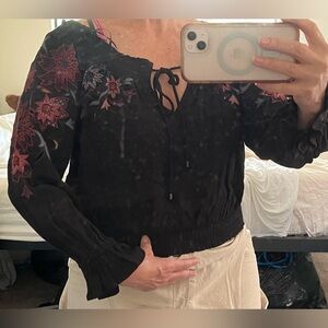 Astr embroidered off shoulder blouse top S